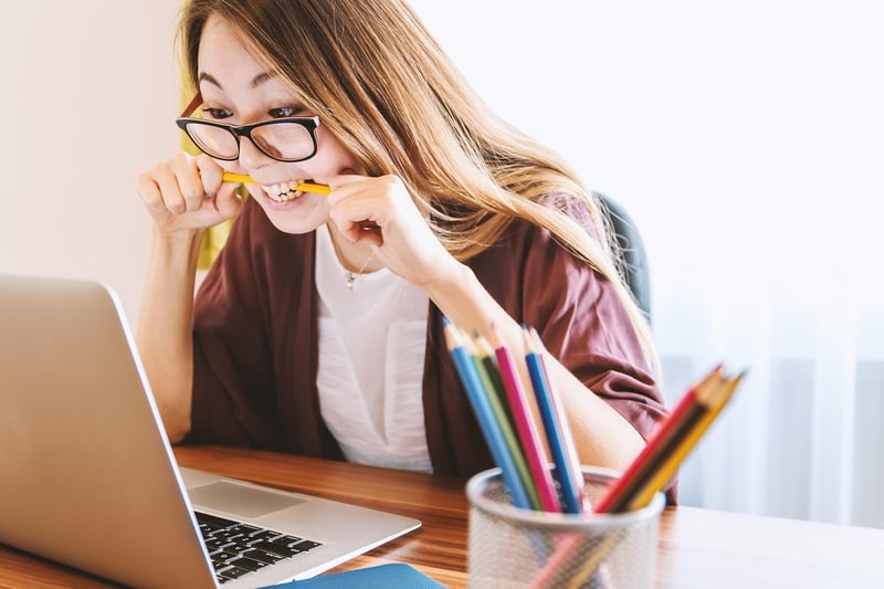 Woman working on laptop